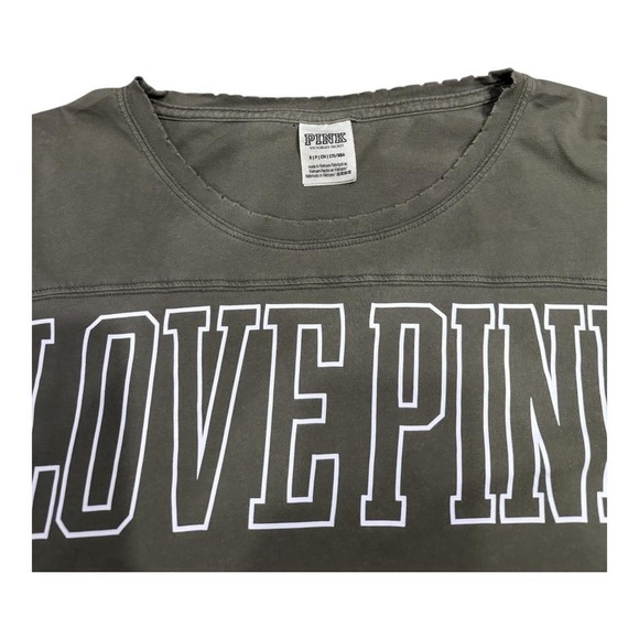 PINK Victorias Secret Shirt Womens Small Long Sleeve Love Pink Cropped Top - Picture 4 of 8